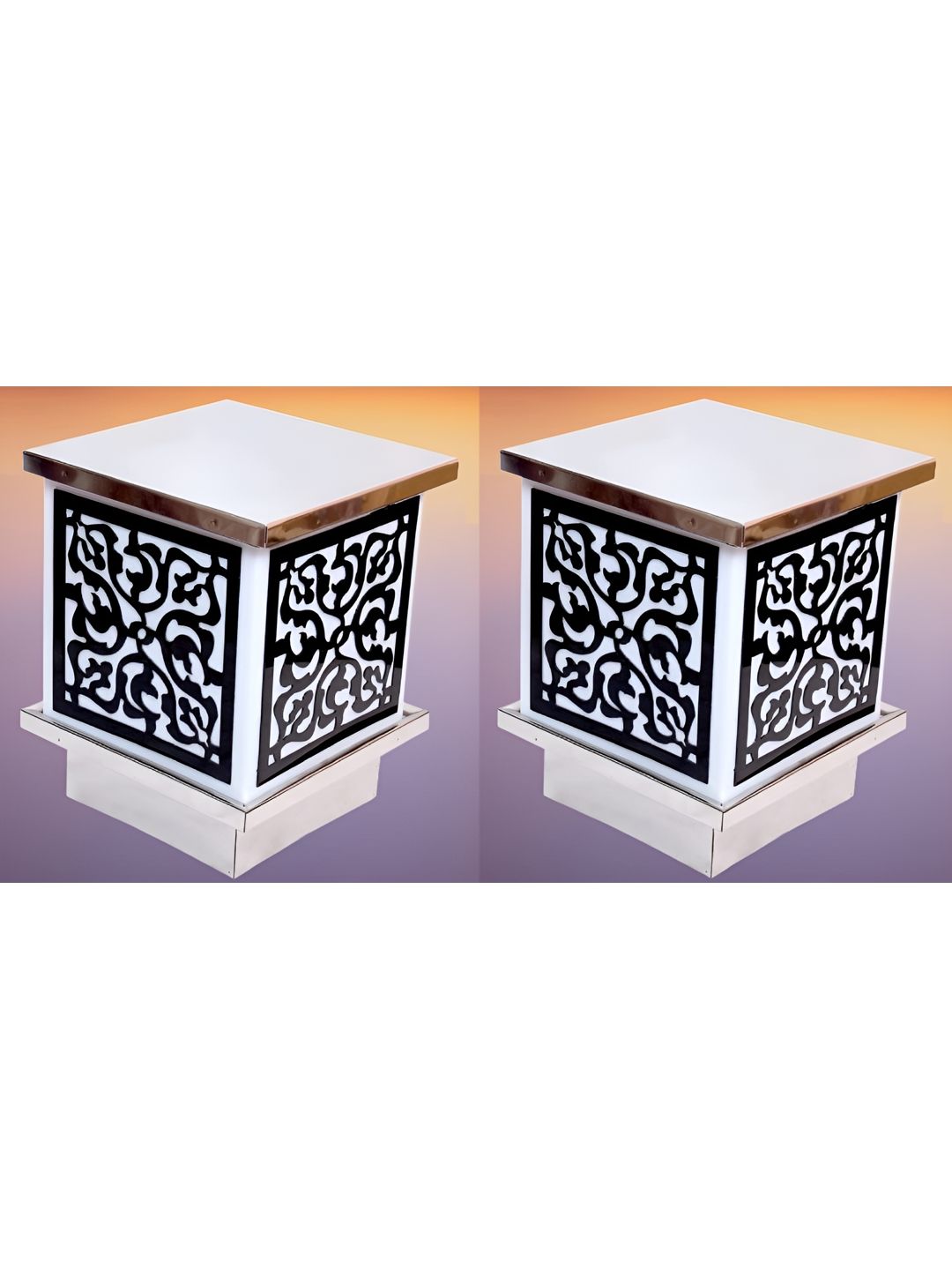 KINIS 2-Pcs White & Black Modern Shape Gate & Garden Outdoor Lamps-image-45