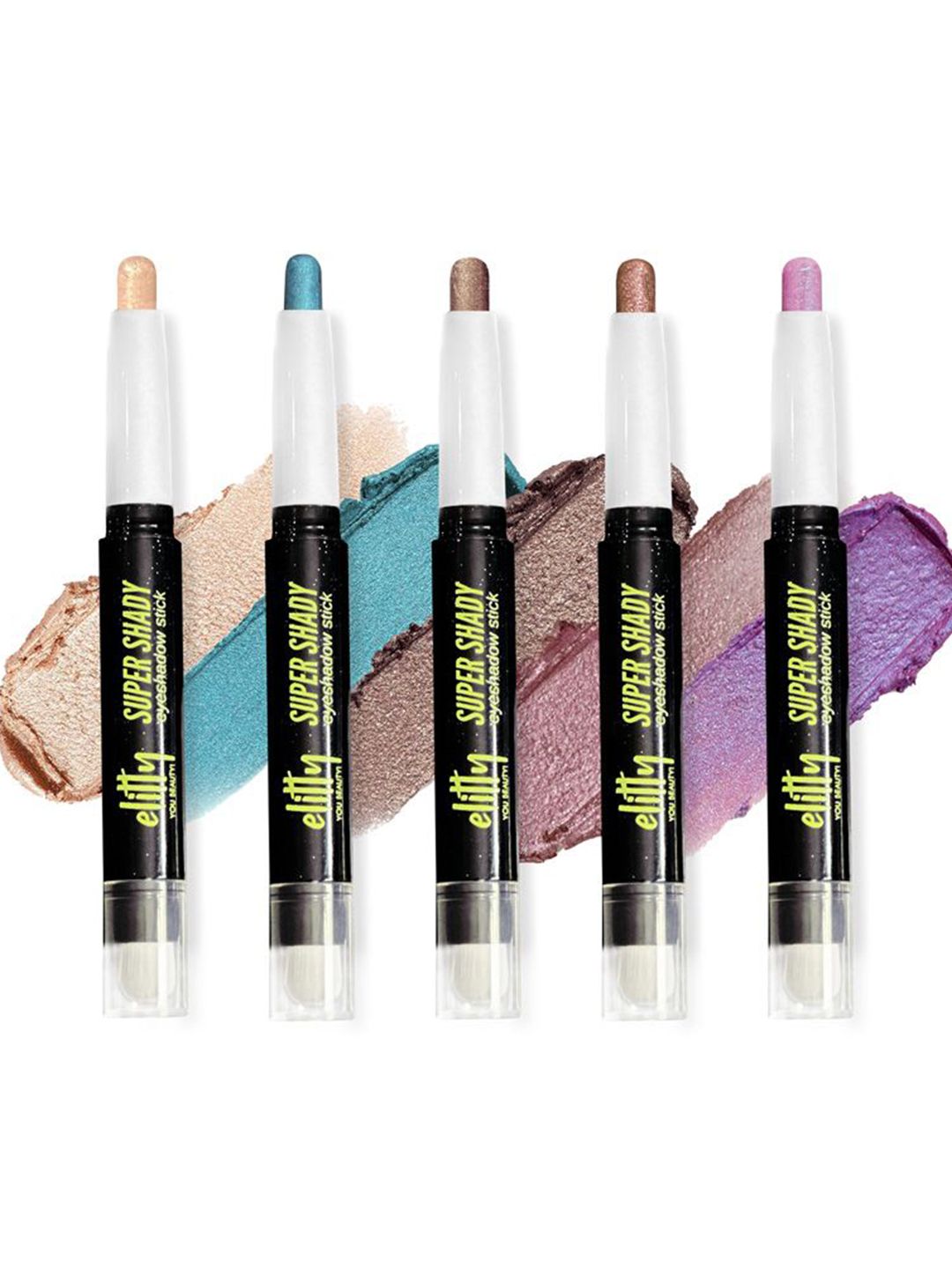 Elitty Set Of 5 Super Shady Shimmer Eyeshadow Stick - Champagne Golden, Lilac, Teal-picture-28