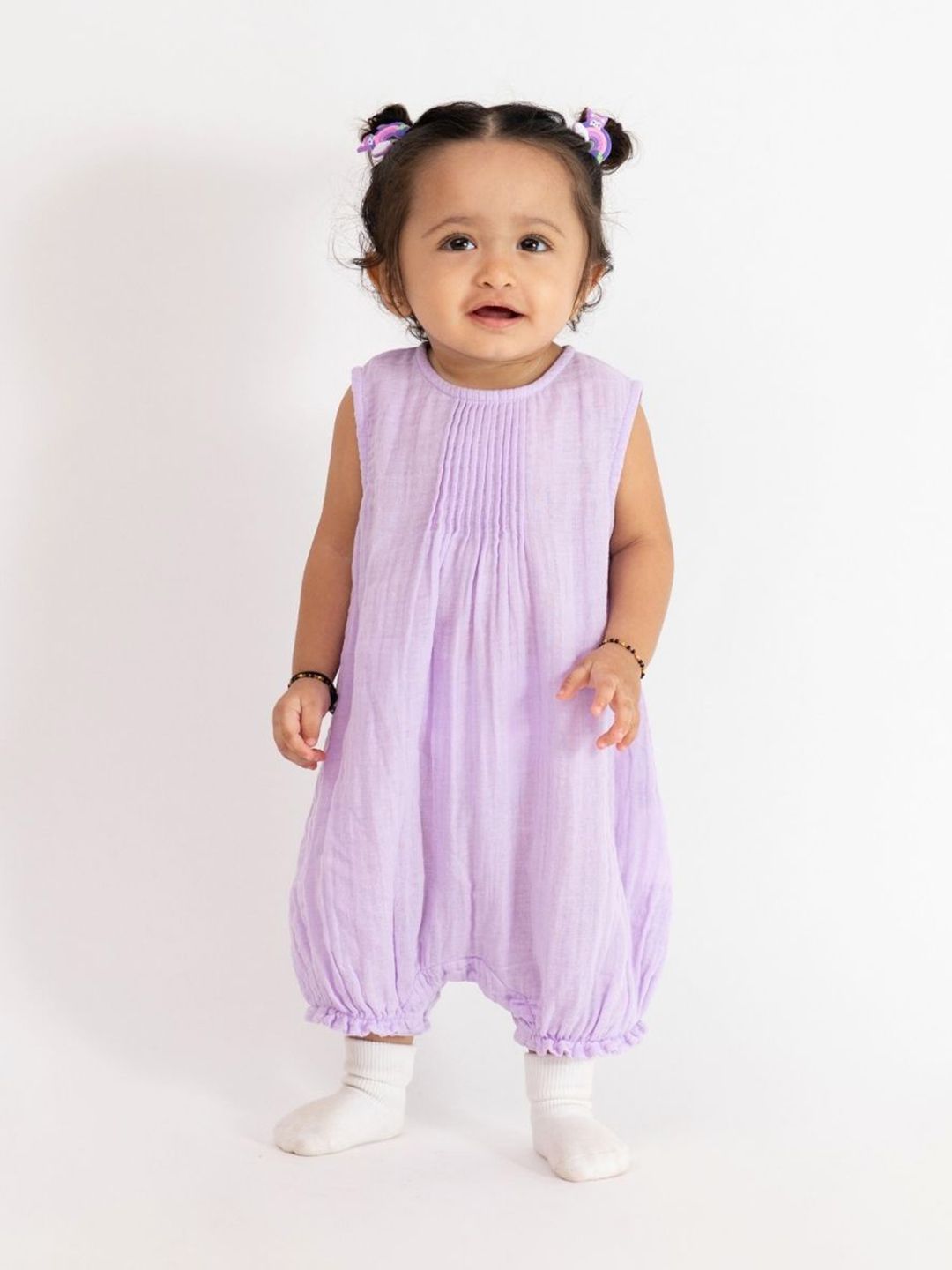 haus & kinder Kids Cotton Baby Lilac Cloud Romper, Grey, 9-12 Months-picture-31