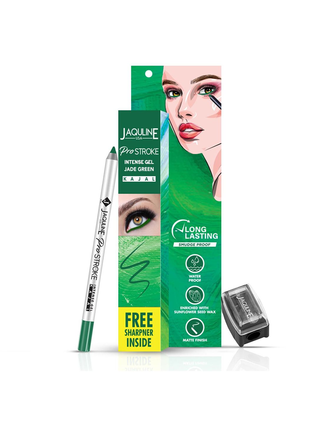 Jaquline USA Pro Stick Waterproof Intense Gel Kajal - Jade Green-picture-3