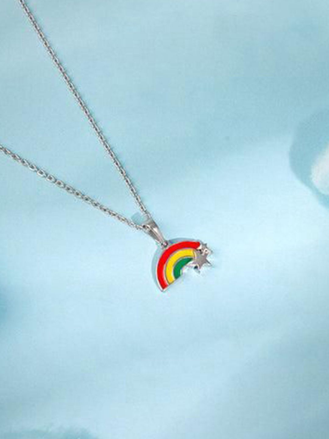 GIVA Girls 925 Silver Rhodium-Plated Geometric Cute Rainbow Pendant with Chain-picture-40