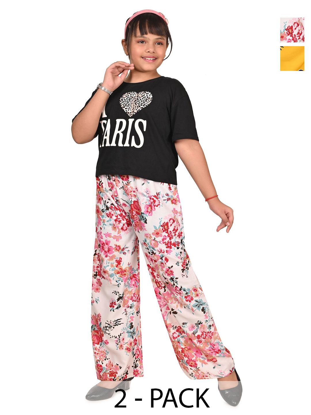 BAESD Girls Pack Of 2 Floral Printed Palazzos-picture-35