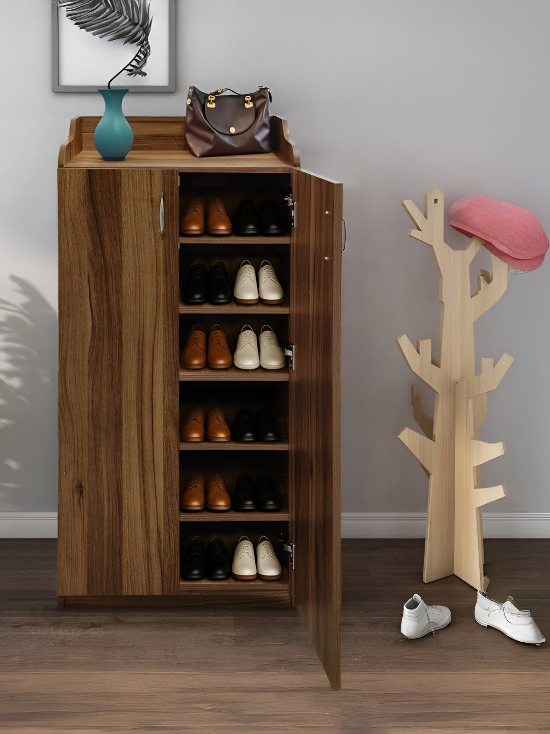 Kik Brown Engineered Wood 6-Layers Shoe Rack