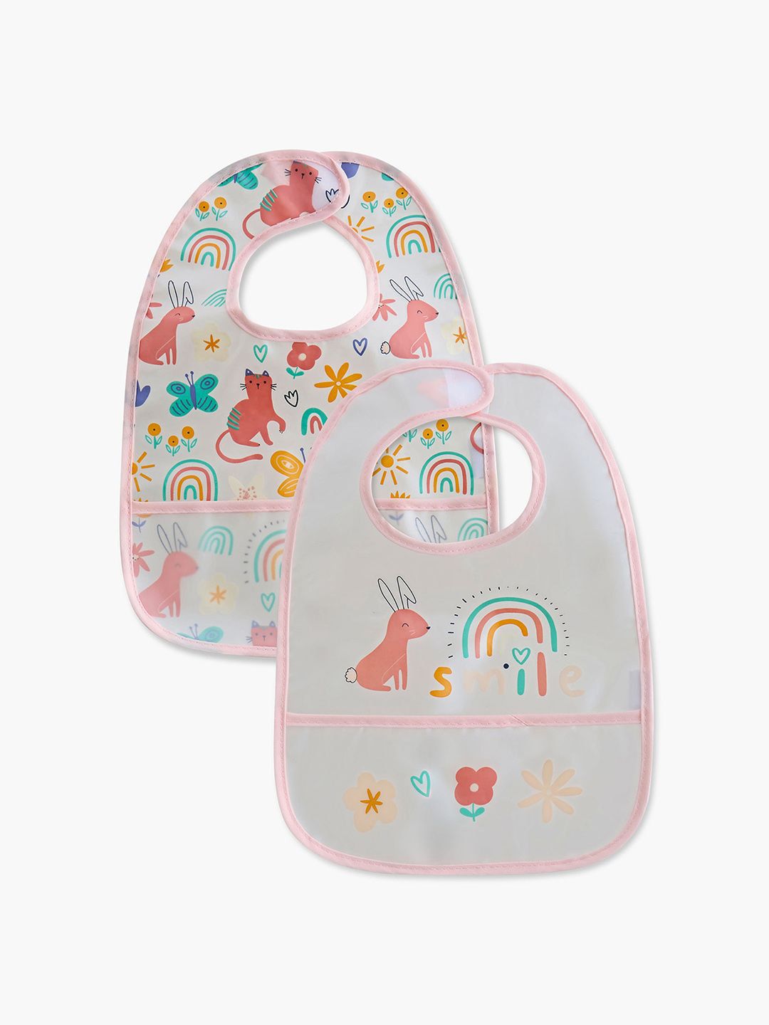 Juniors by Babyshop Girls Pack Of 2 Printed Peva Bibs-picture-55