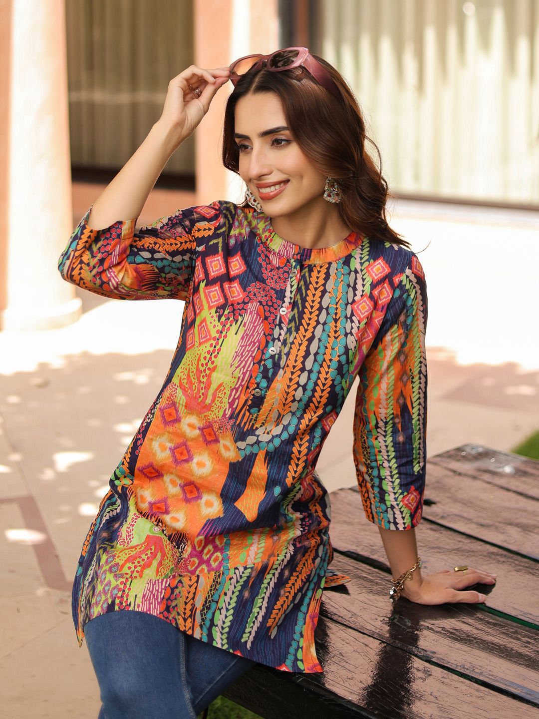 Rain & Rainbow Printed Pure Cotton Kurti-picture-28