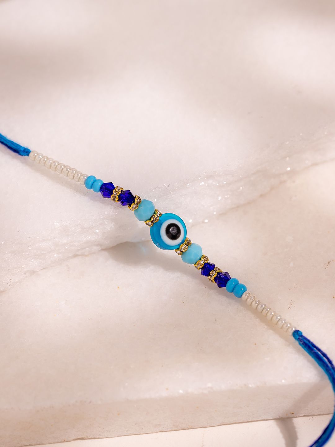 IMARA Stones Studded & Beaded Evil Eye Thread Rakhi-picture-19