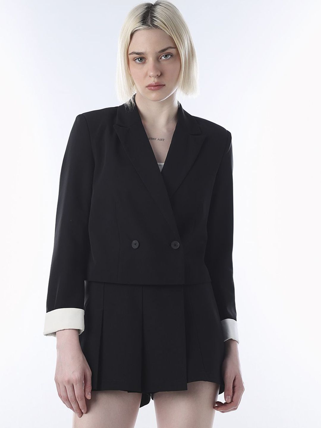 ONLY Tailored Fit Double-Breasted Crop Blazer-picture-10