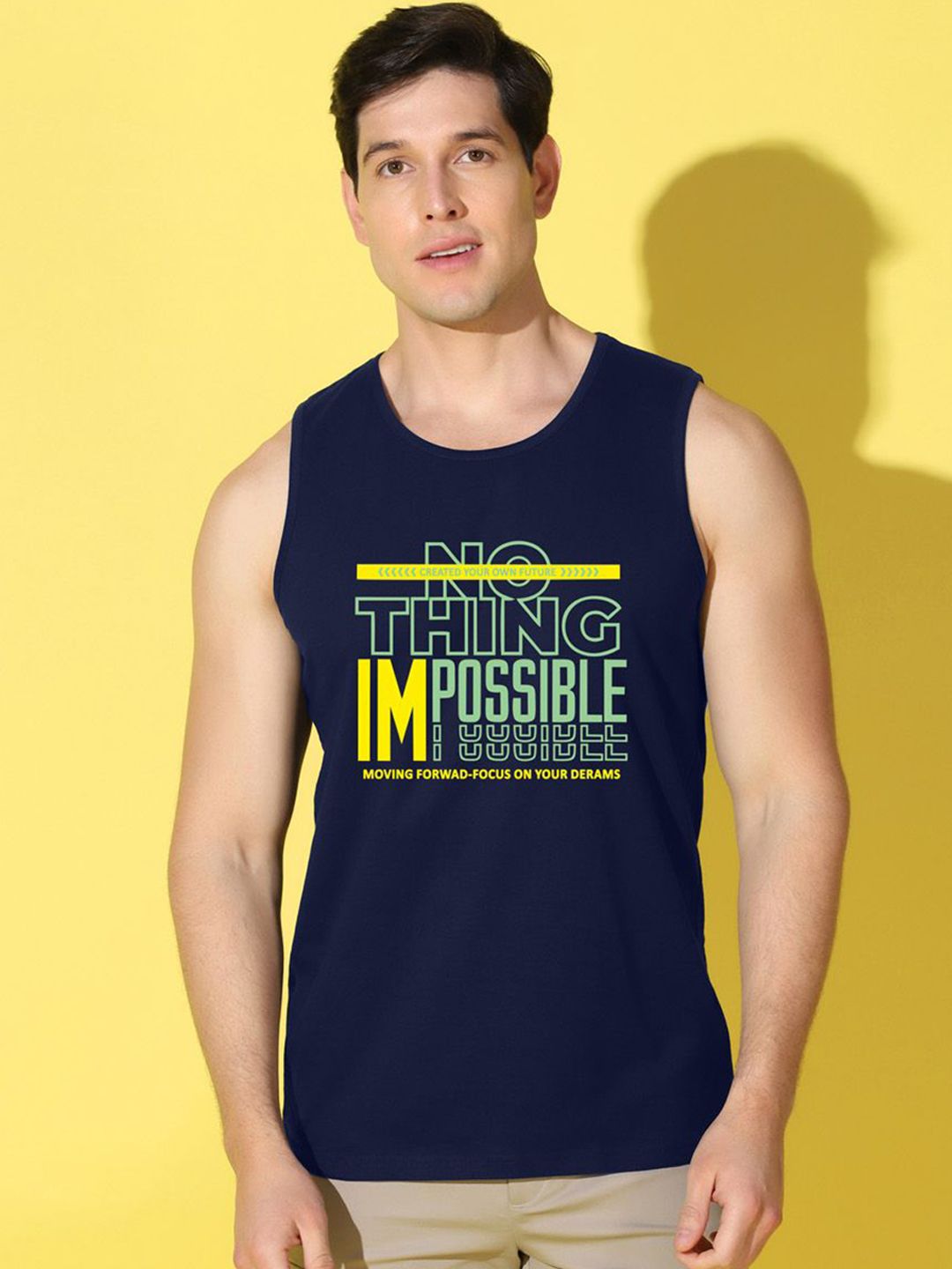 WOOSTRO Printed Cotton Scoop Neck Sleeveless Gym Vest VWS26 NOTHING NAVY-picture-14