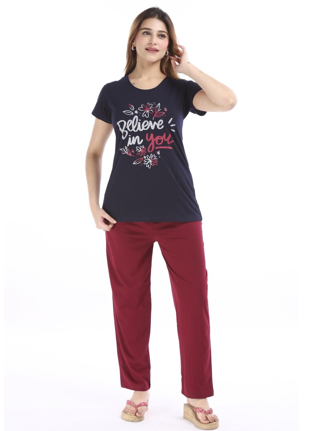 E-MAX Women Blue Cotton Blend Night suits-picture-34