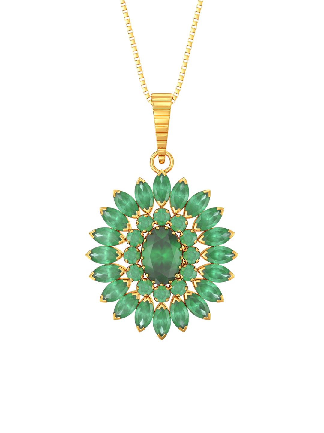 Joyalukkas Women 22KT Gold Dahlia Elliptical Gemstone Pendant -8.78 g-picture-21