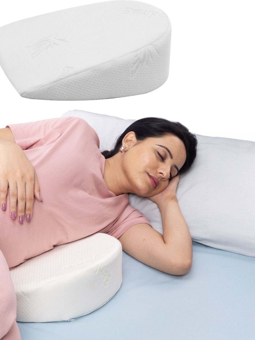 FRIDO Off White Memory Foam Filled Bamboo Breathable Maternity Pillow-picture-14