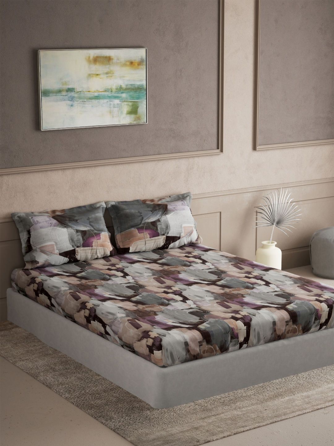 DDecor Burgundy & Green Printed 144 TC Cotton Double King Bedsheet Set 2.54 m x 2.74 m-picture-21