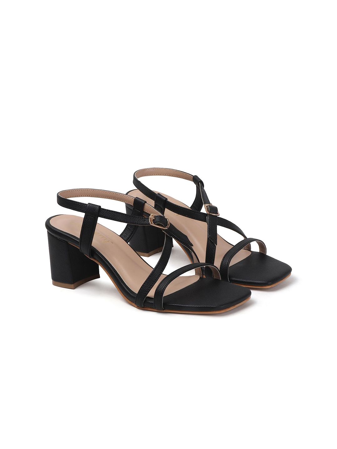 DressBerry Women Textured Party Block Sandals with Buckles-picture-36