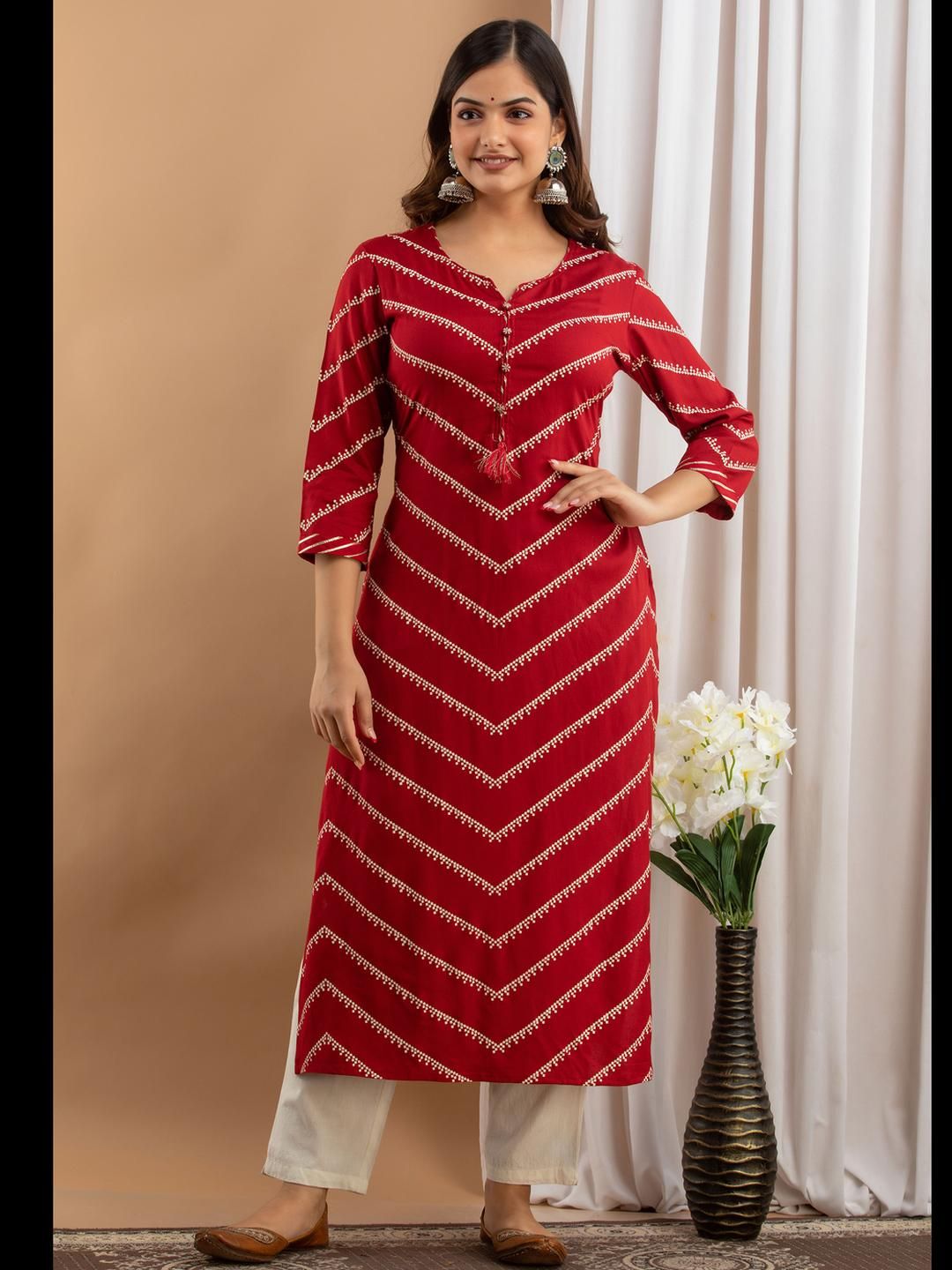 AREEH Women Maroon Viscose Rayon Kurtas-image-39