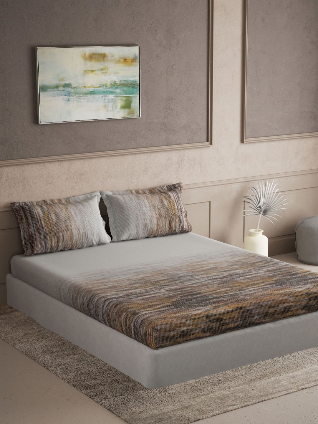 DDecor Brown & Grey Printed 180 TC Cotton Double King Bedsheet Set 2.74 m x 2.74 m-image-34