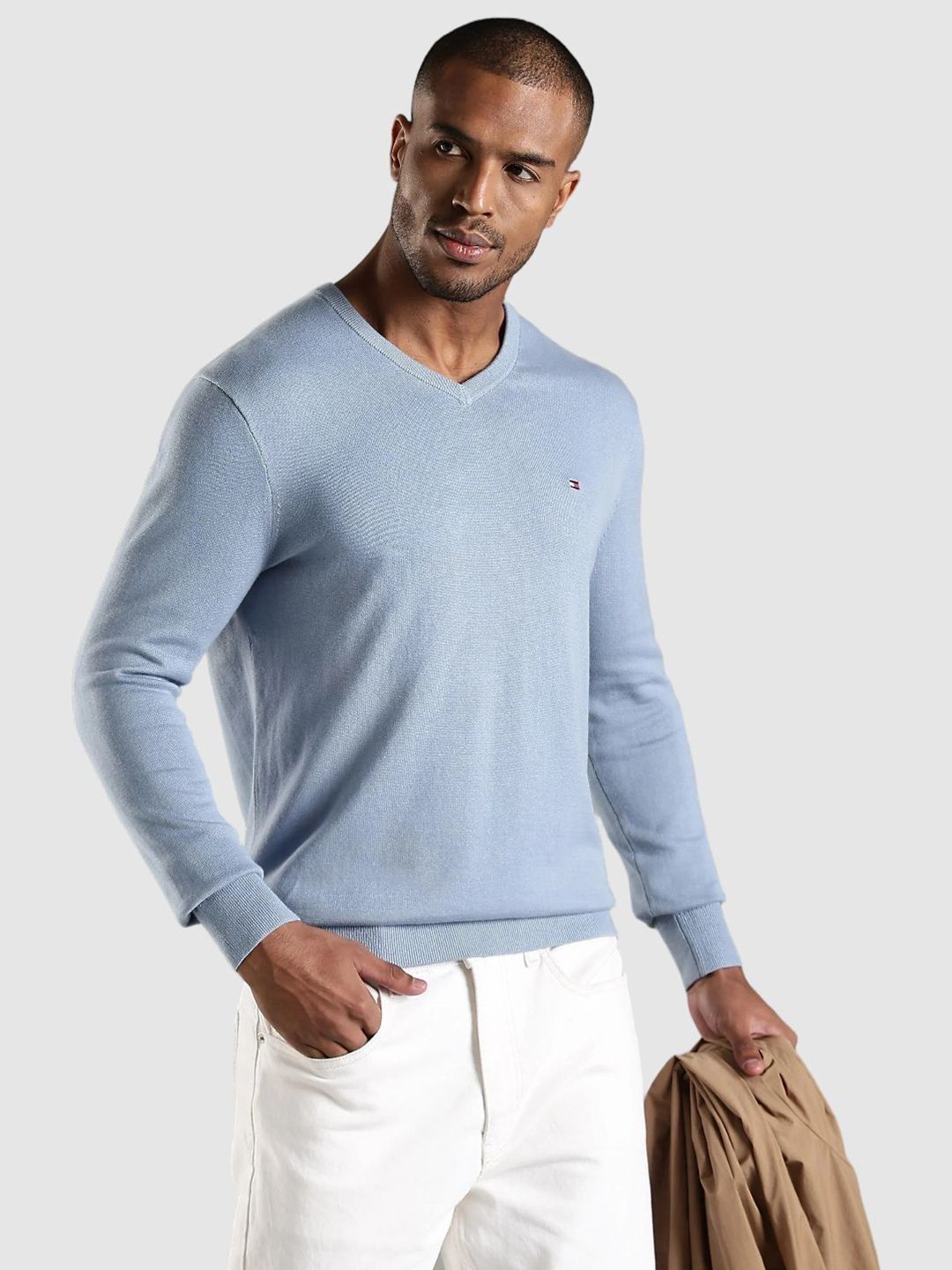 Tommy Hilfiger Europe Men V-Neck Cotton Pullover-picture-35