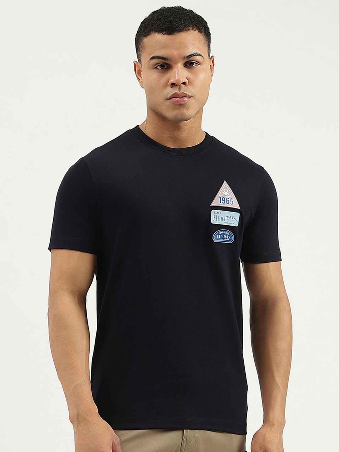 United Colors of Benetton Men Typography Printed Round Neck Relaxed Fit T-shirt-picture-47