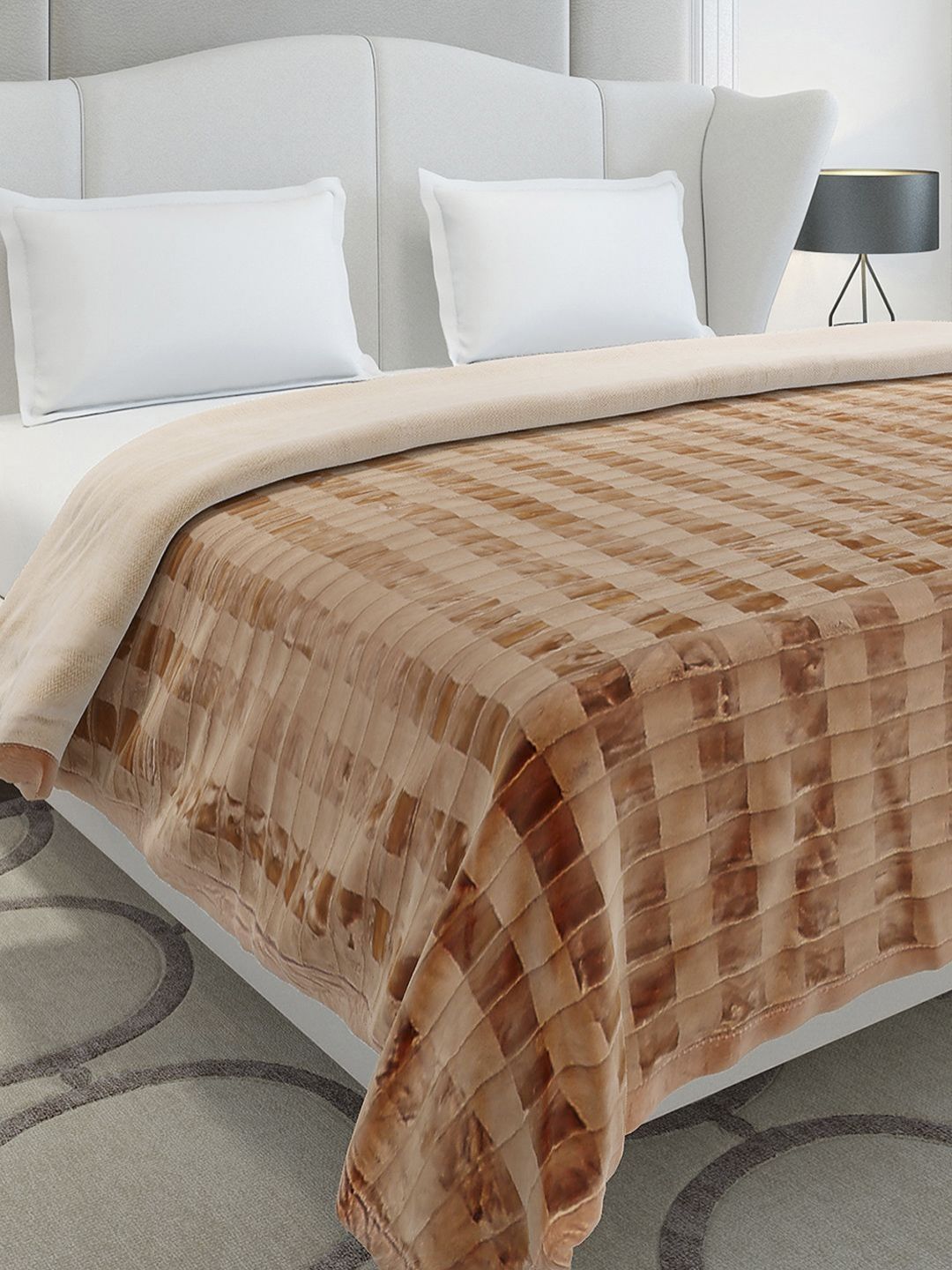 Monte Carlo Vibe Tribe Camel Brown & Cream Printed Heavy Winter 263 GSM Double Bed Blanket-image-21