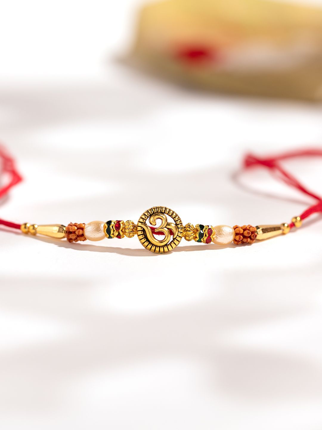 IMARA Stones Studded & Beaded Om Thread Rakhi-picture-31