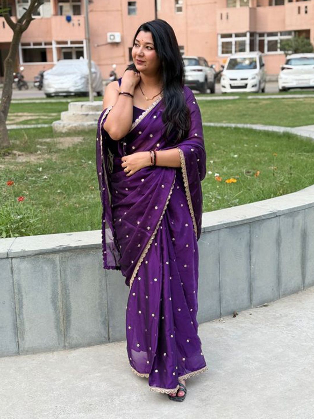 Being Naari Embellished Sequinned Pure Georgette Saree-picture-20