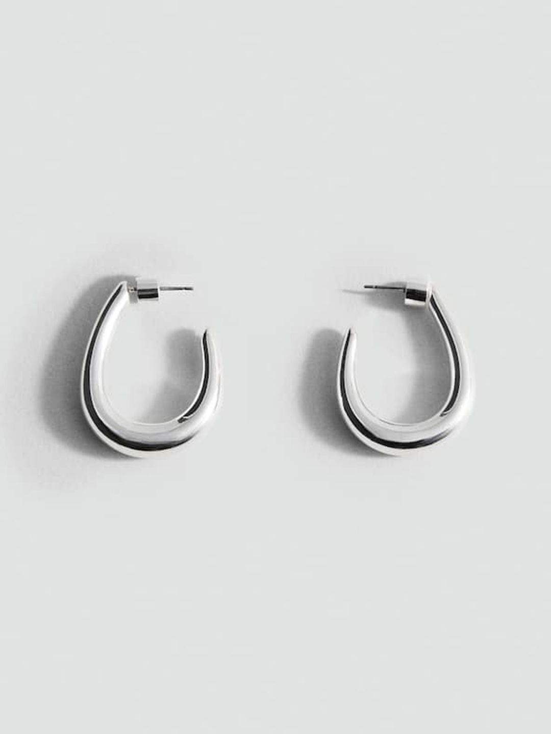 MANGO Oval Half Hoop Earrings-image-38