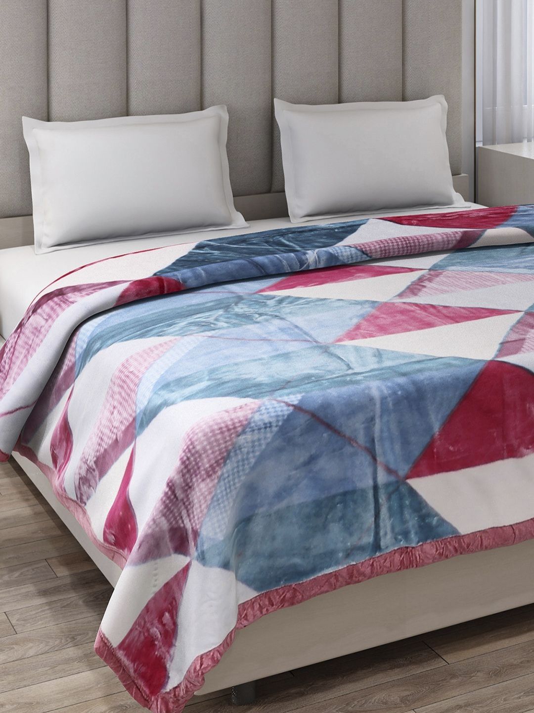 Monte Carlo Blue & Red Heavy Winter Double Bed Blanket 871 GSM-image-12
