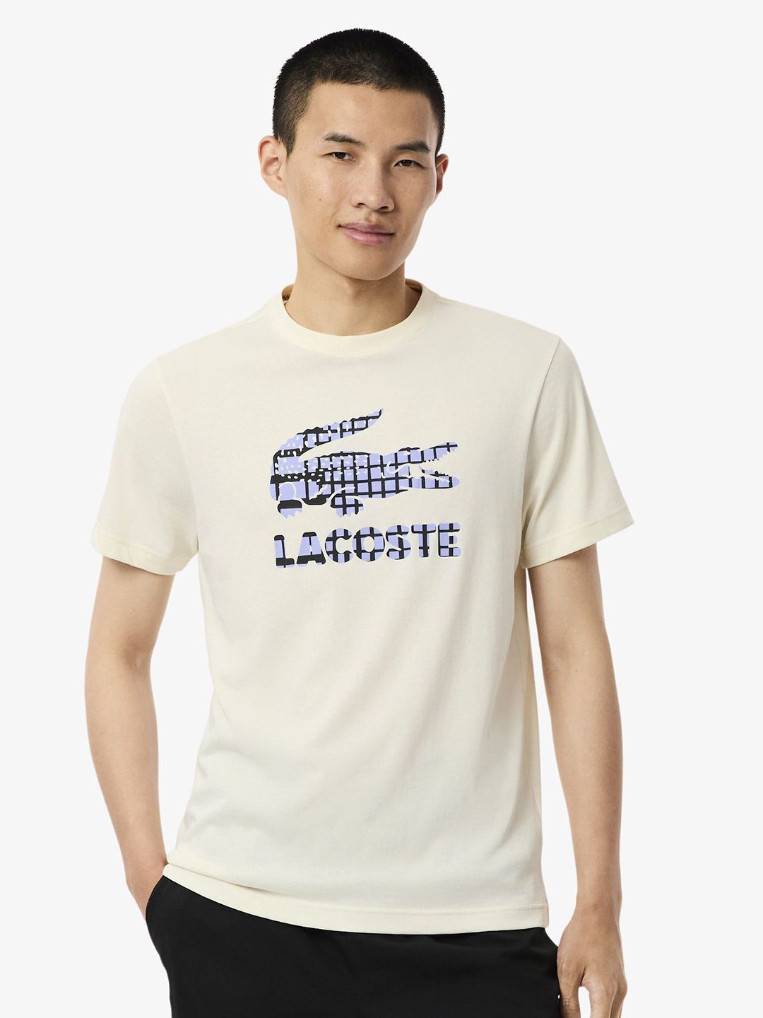 Lacoste Men Solid Round Neck T-shirt-image-4