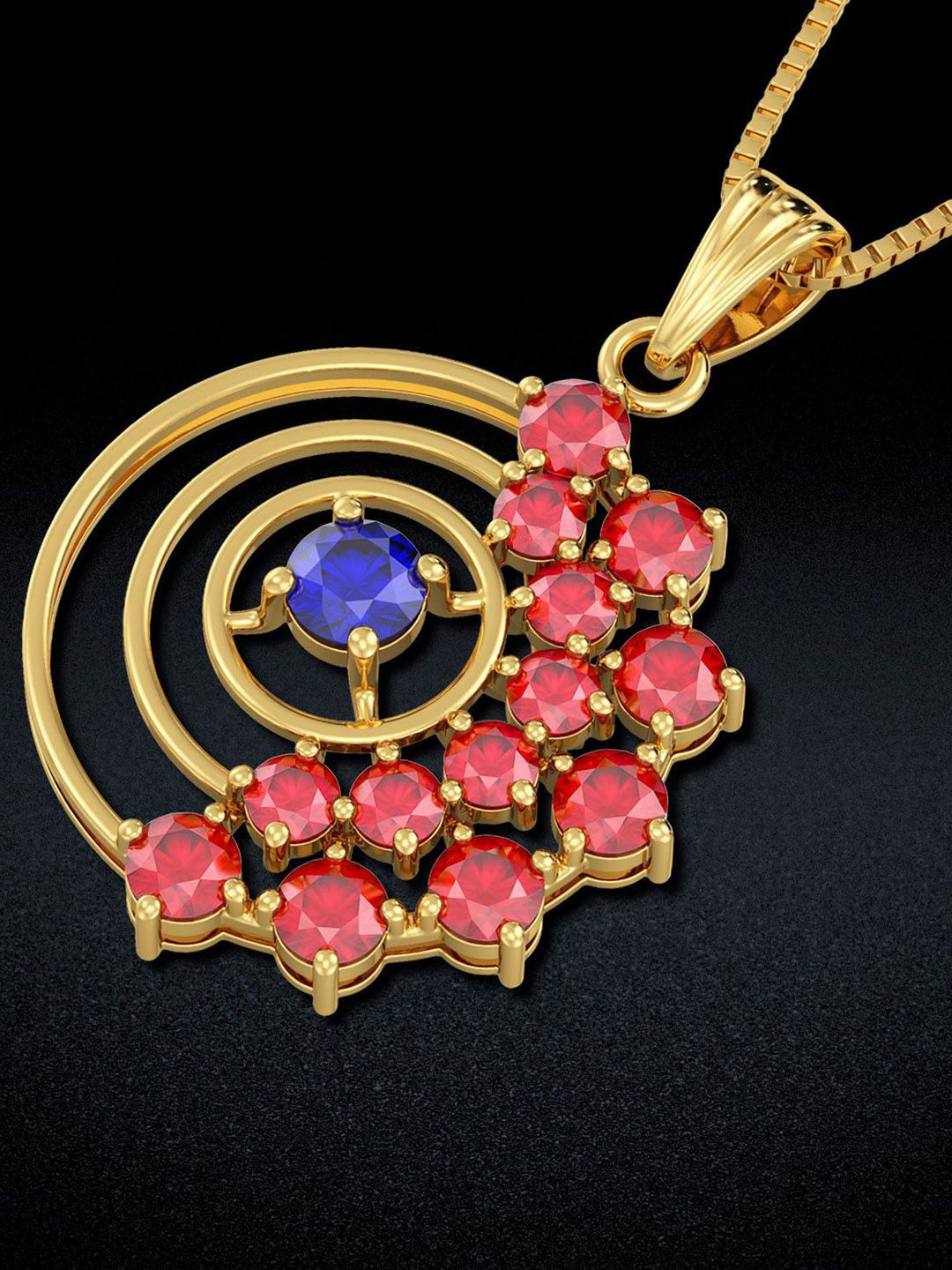 Joyalukkas 22KT Gold Semi Floral Gemstone Pendant -4.87 g-picture-21