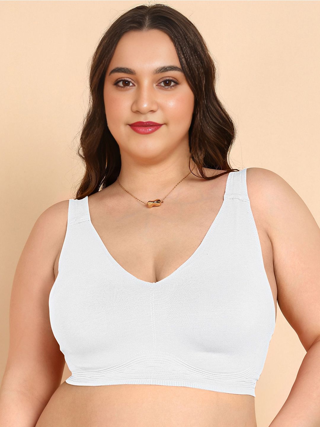 Dressberry Plus-Size Seamless Lightly Padded Cotton Minimizer Bra