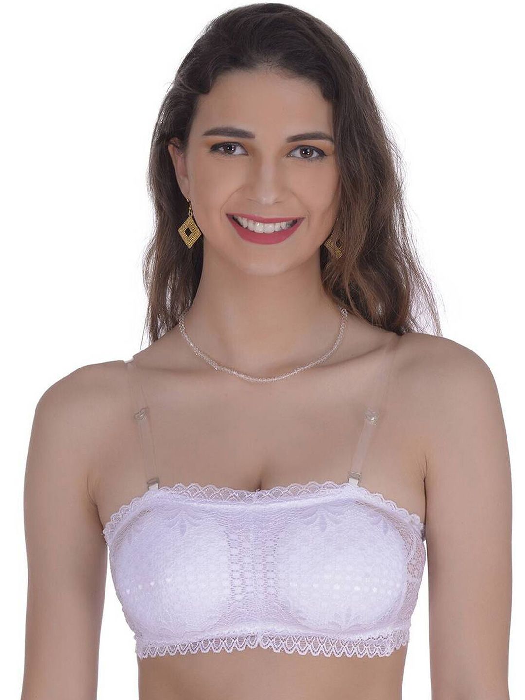 BROKE BRAND Lightly Padded Bandeau Bra with Transparent Straps