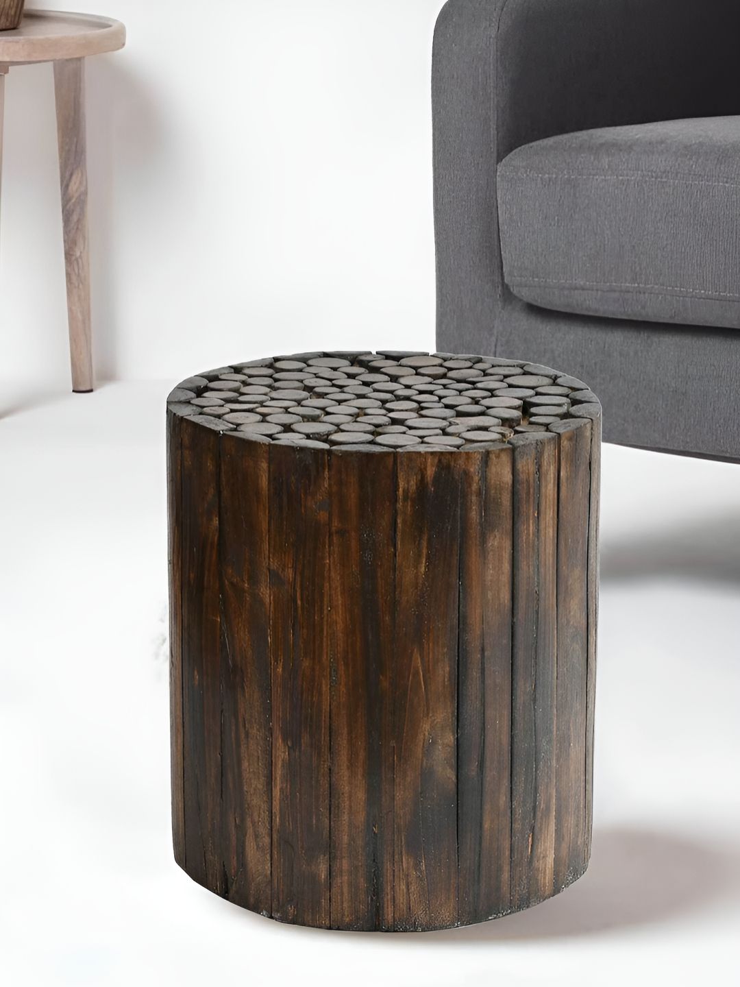 COMFIDELITAS Melton Brown Knitted Round Pouffe-picture-47