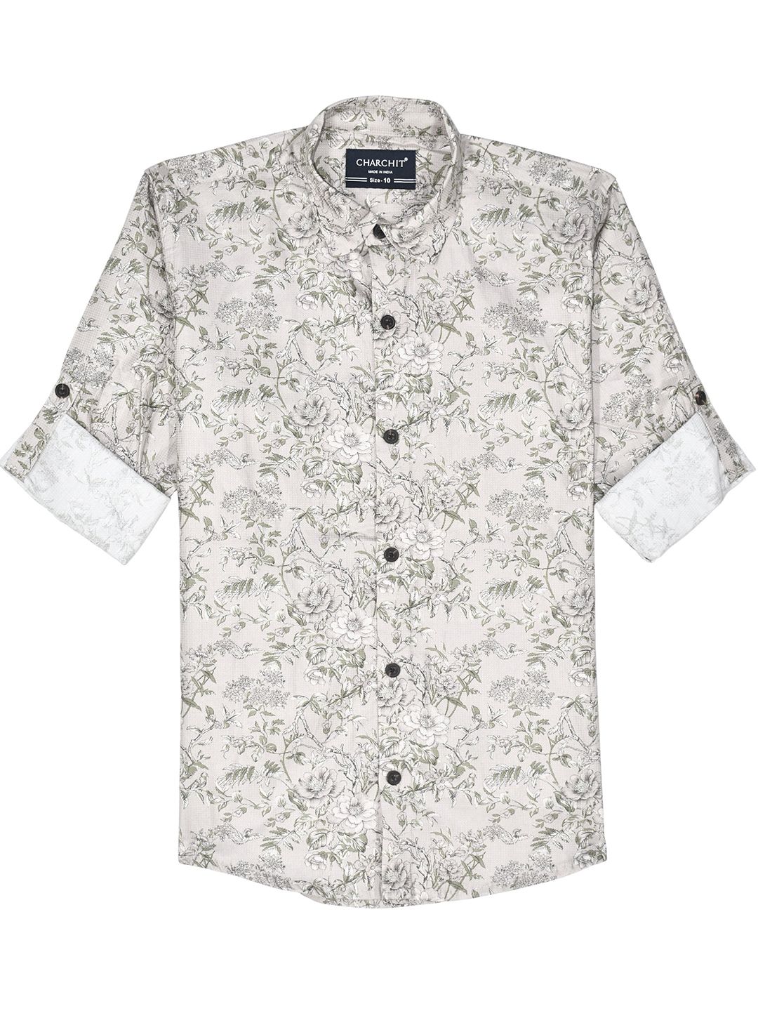 CHARCHIT Boys Comfort Relaxed Fit Floral Printed Spread Collar Cotton Casual Shirt-picture-44