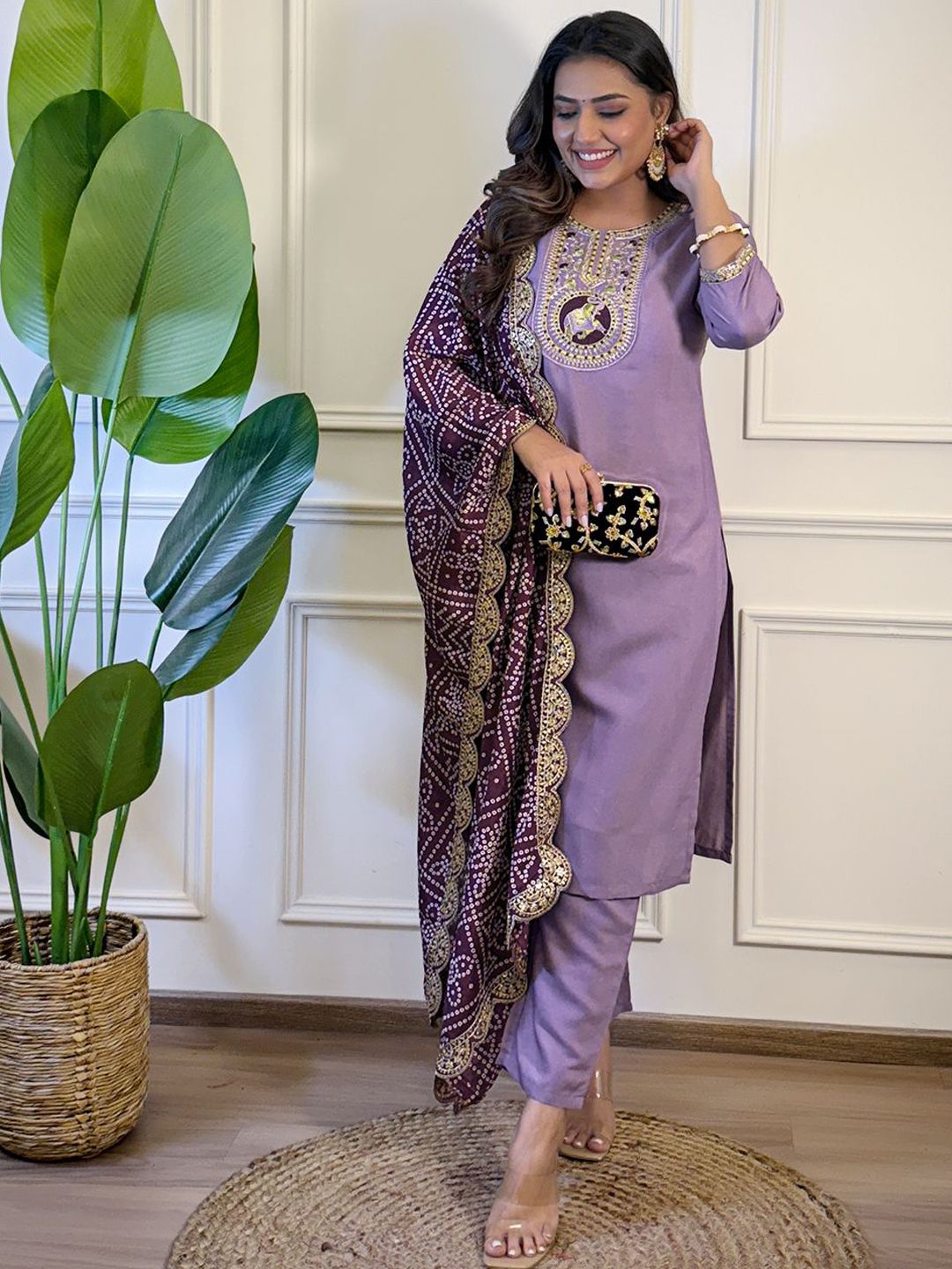 Siya Fashion Women Ethnic Motifs Embroidered Kurta with Churidar & Dupatta