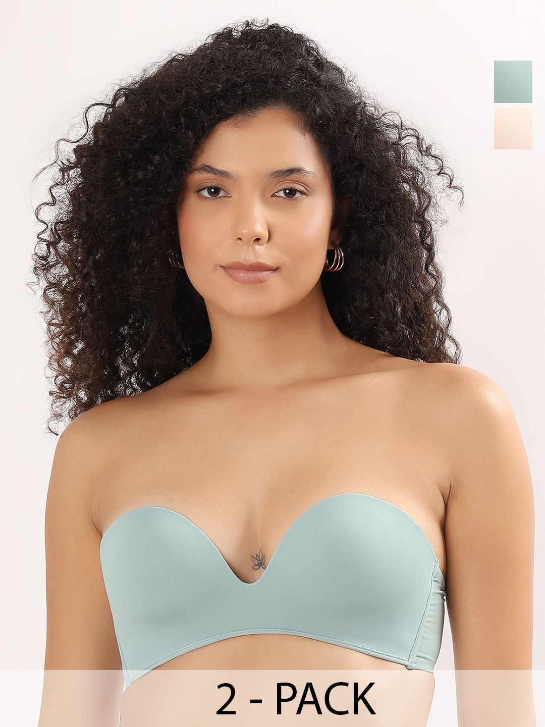 PARKHA Pack Of 2 Medium Coverage Lightly Padded Strapless Balconette Bra