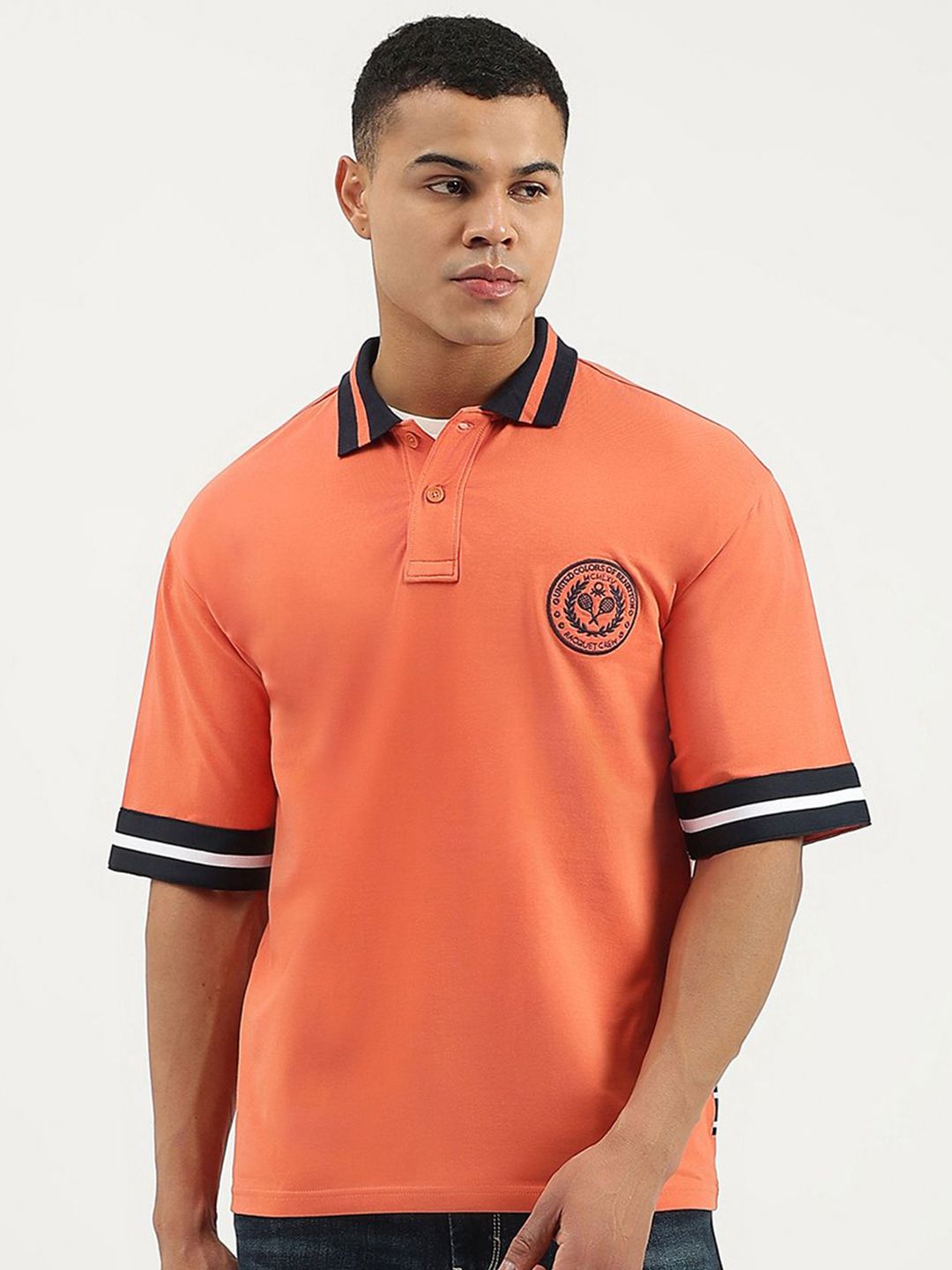 United Colors of Benetton Typography Printed Polo Collar Oversized Fit T-shirt-image-39