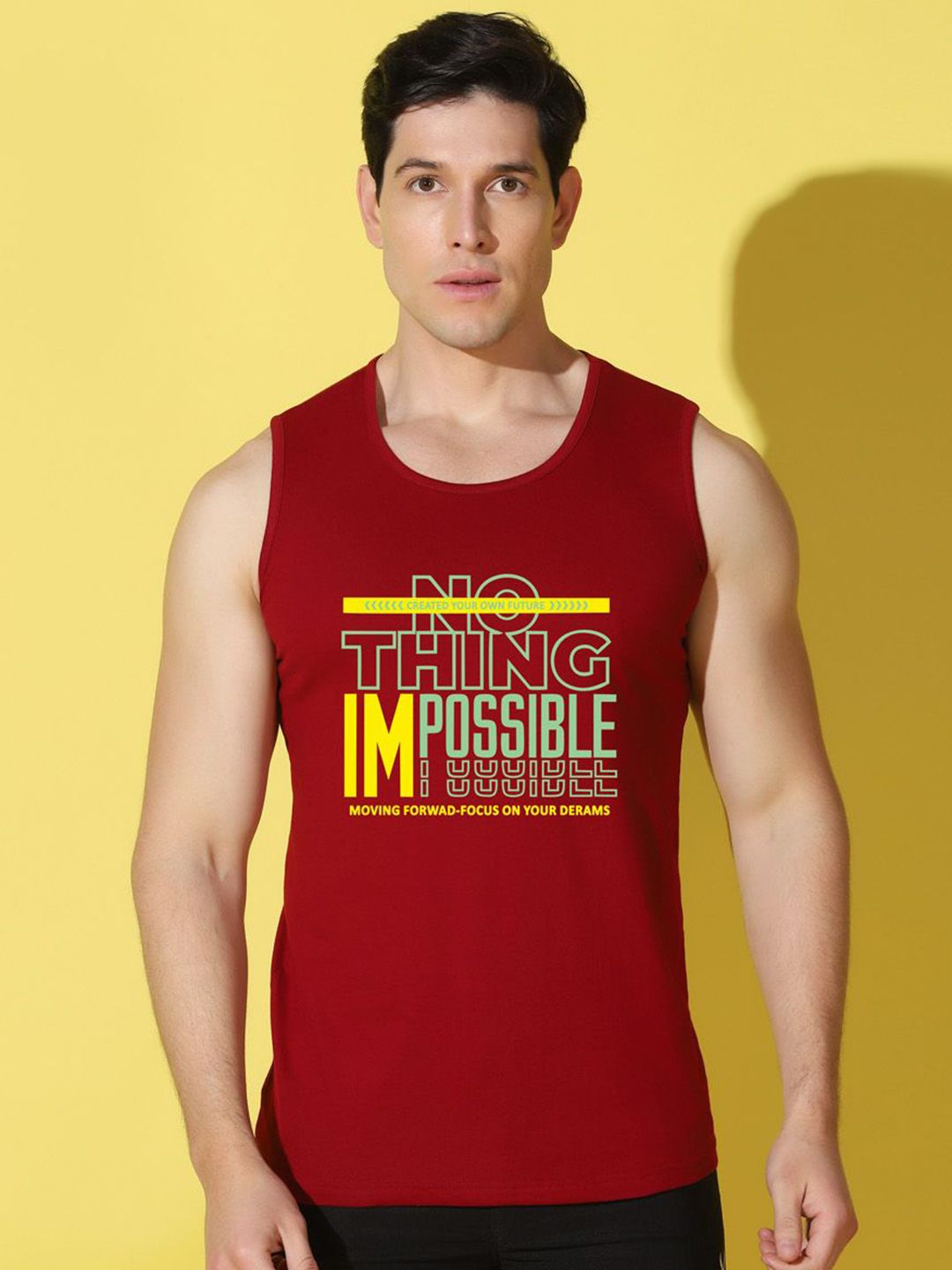 WOOSTRO Typography Printed Scoop Neck Sleeveless Cotton Gym Innerwear Vests-image-40