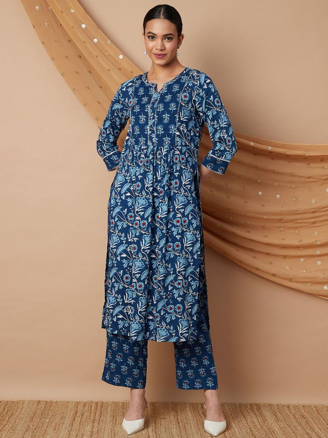 Melange by Lifestyle Women Floral Printed A-Line Kurta with Palazzo