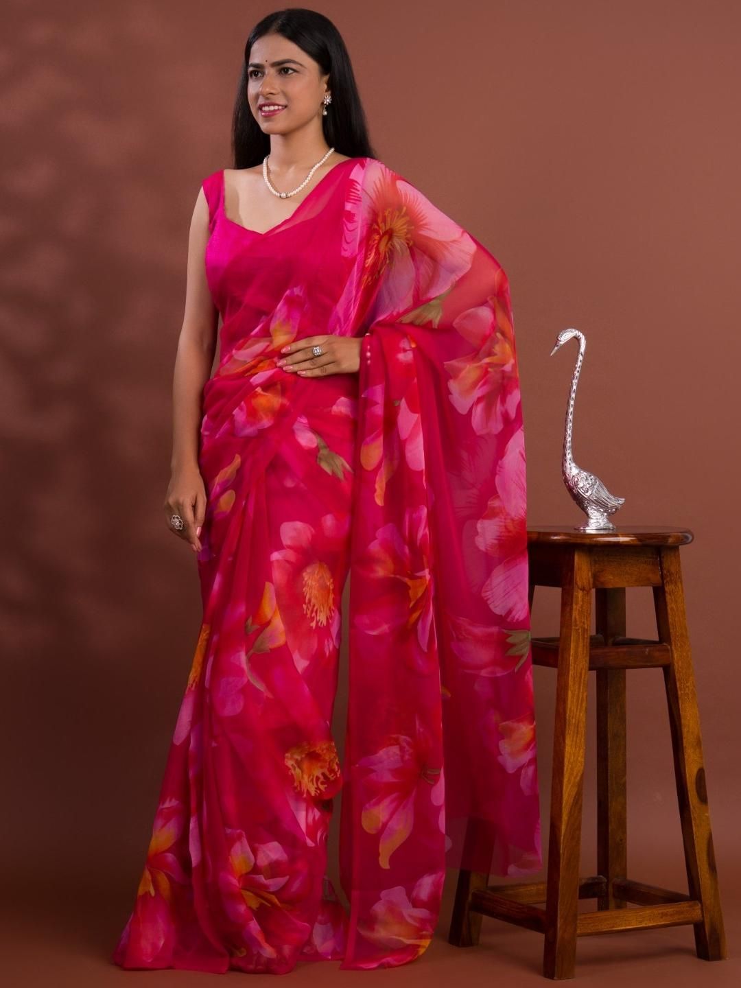 KCPC BANDHANI Pink Pure Georgette Sarees-picture-13