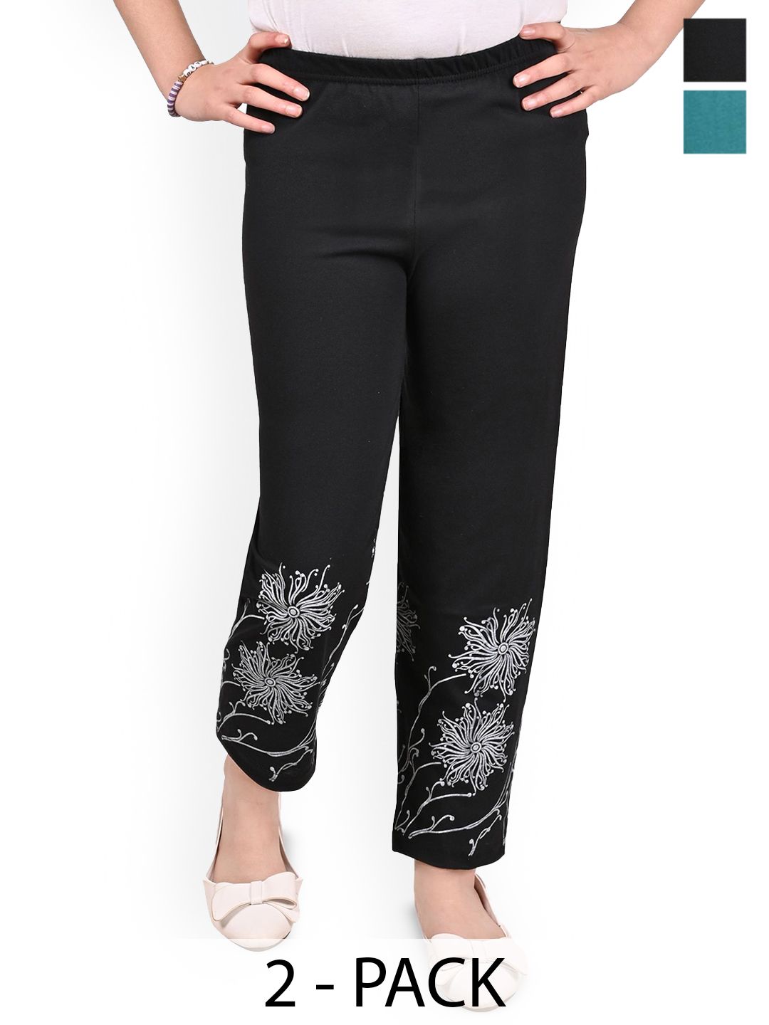 BAESD Girls Pack Of 2 Printed Cotton Lounge Pants-picture-32