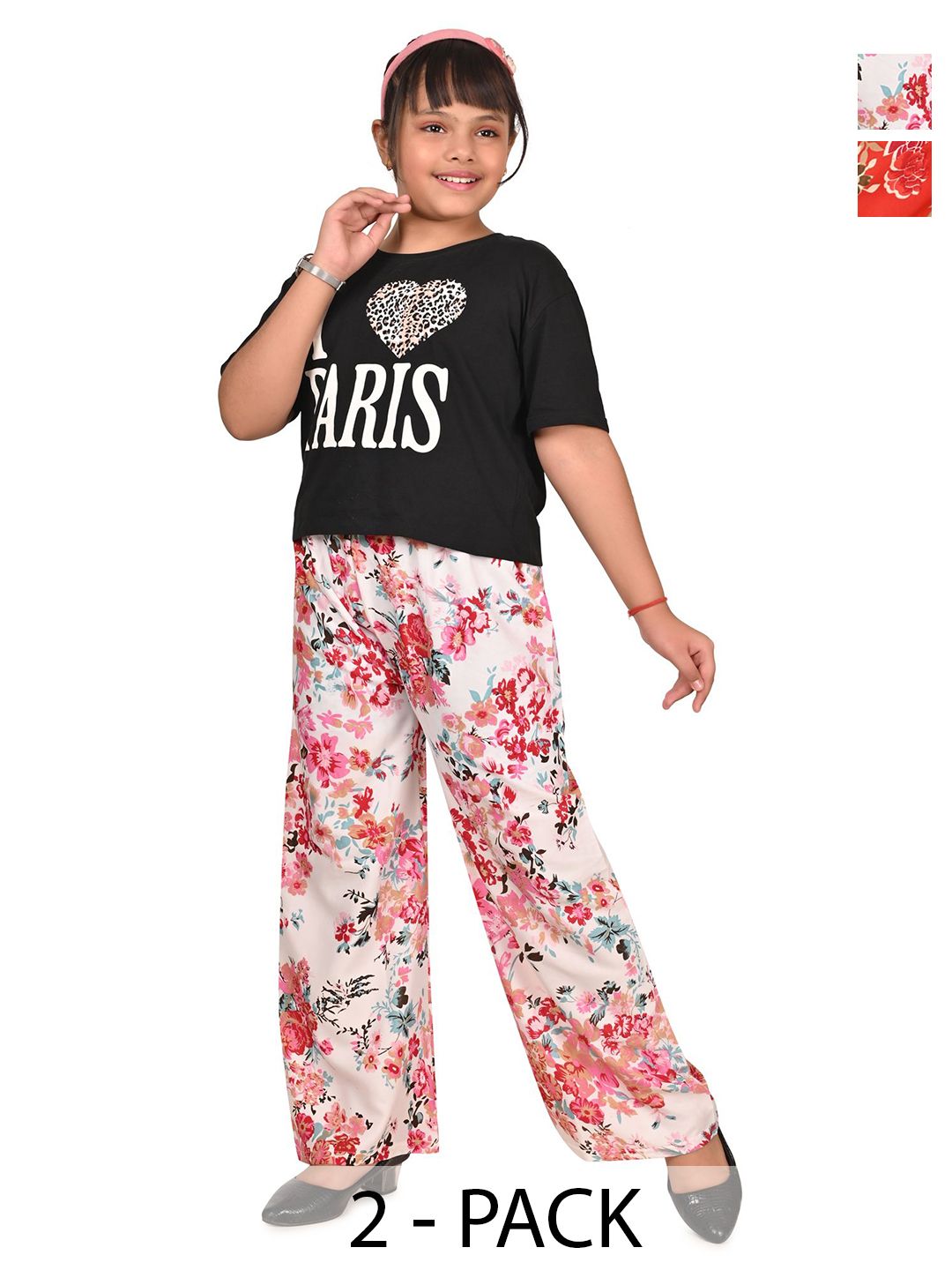 BAESD Girls Pack Of 2 Floral Printed Trousers-picture-21