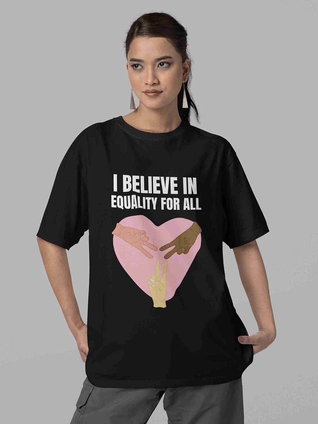 Hatke Trends Women Typography Printed Round Neck Cotton Oversized T-shirt-picture-12