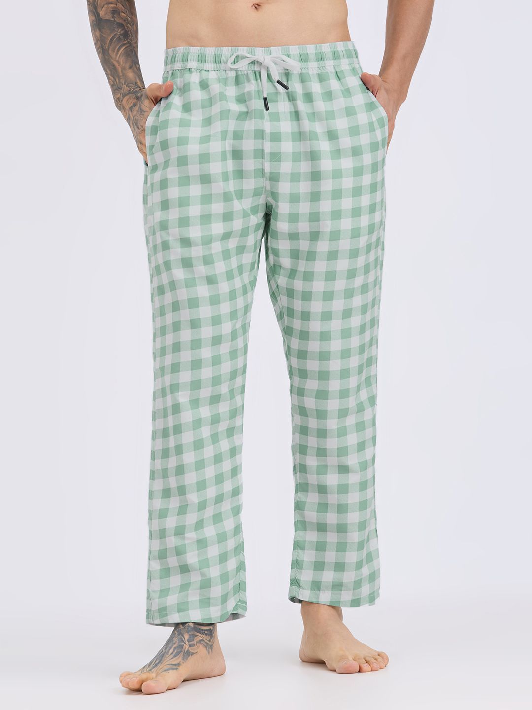 TCI Men Checked Straight-Leg Cotton Lounge Pants-picture-18
