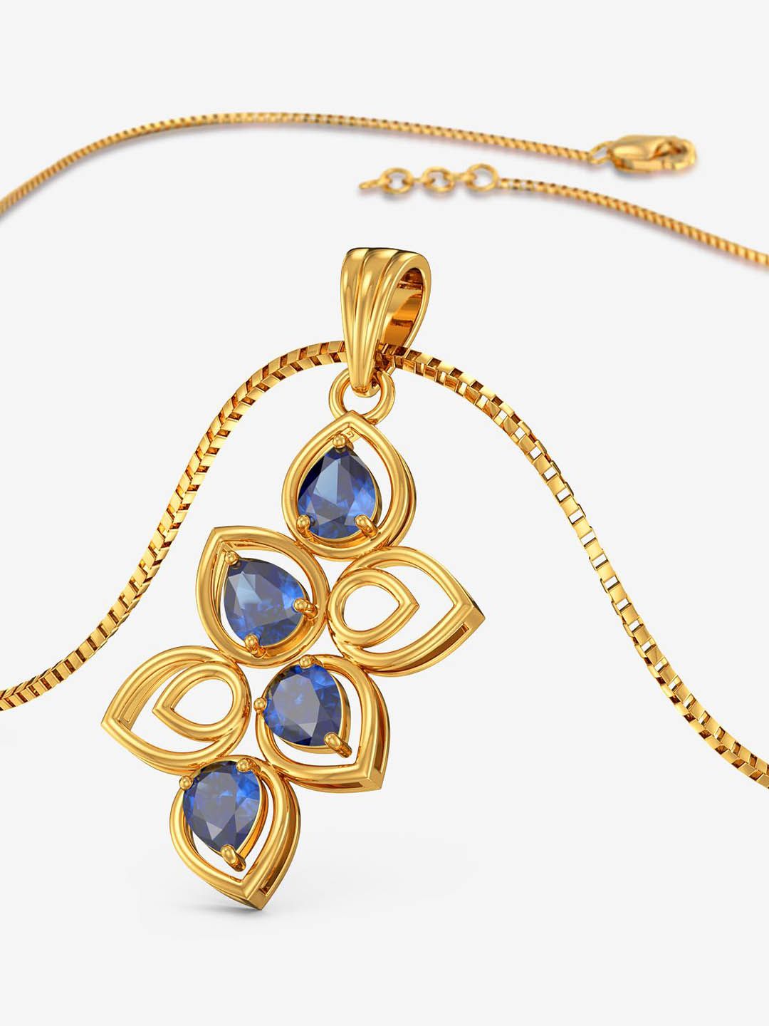 Joyalukkas Women 22KT Gold Elegant Leaf Gesmstone Pendant -3.956 g-picture-18