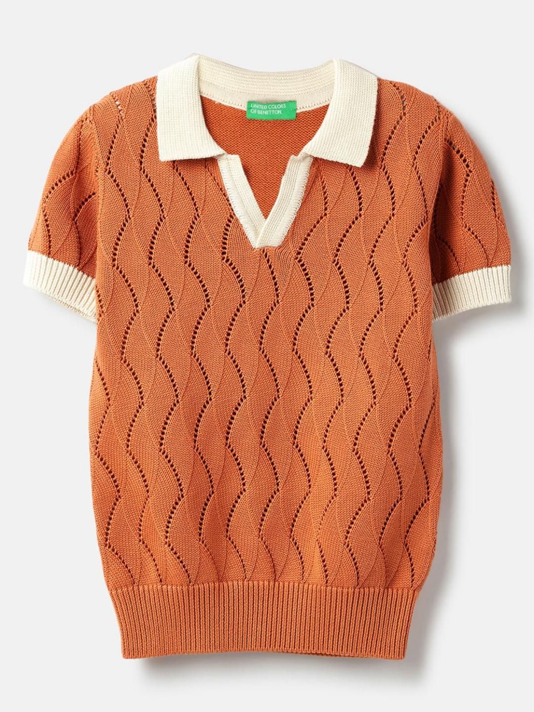 United Colors of Benetton Boys Self Design Polo Collar Pure Cotton T-shirt-picture-21