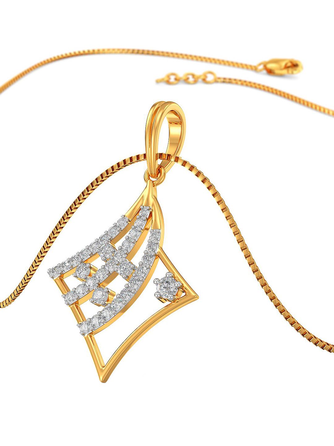 Joyalukkas Women 22KT Gold Geometric Cut Through Gem Stone Pendant -3.75 g-picture-26