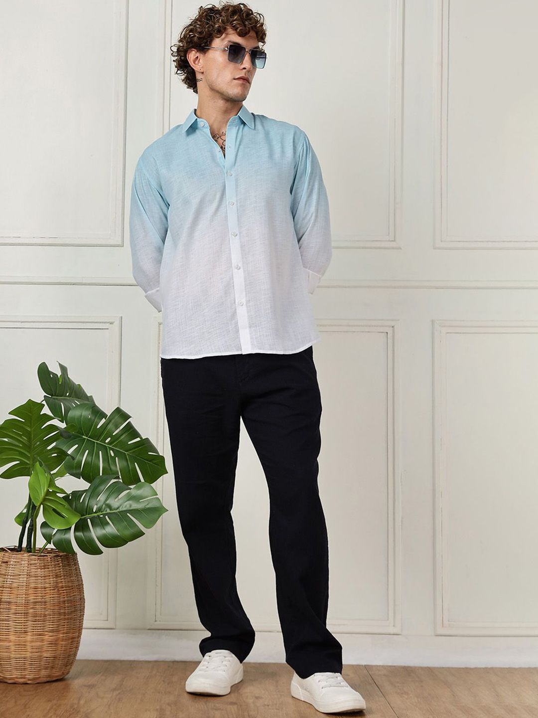 Vestirio Men Classic Fit Dyed Spread Collar Casual Shirt-image-14