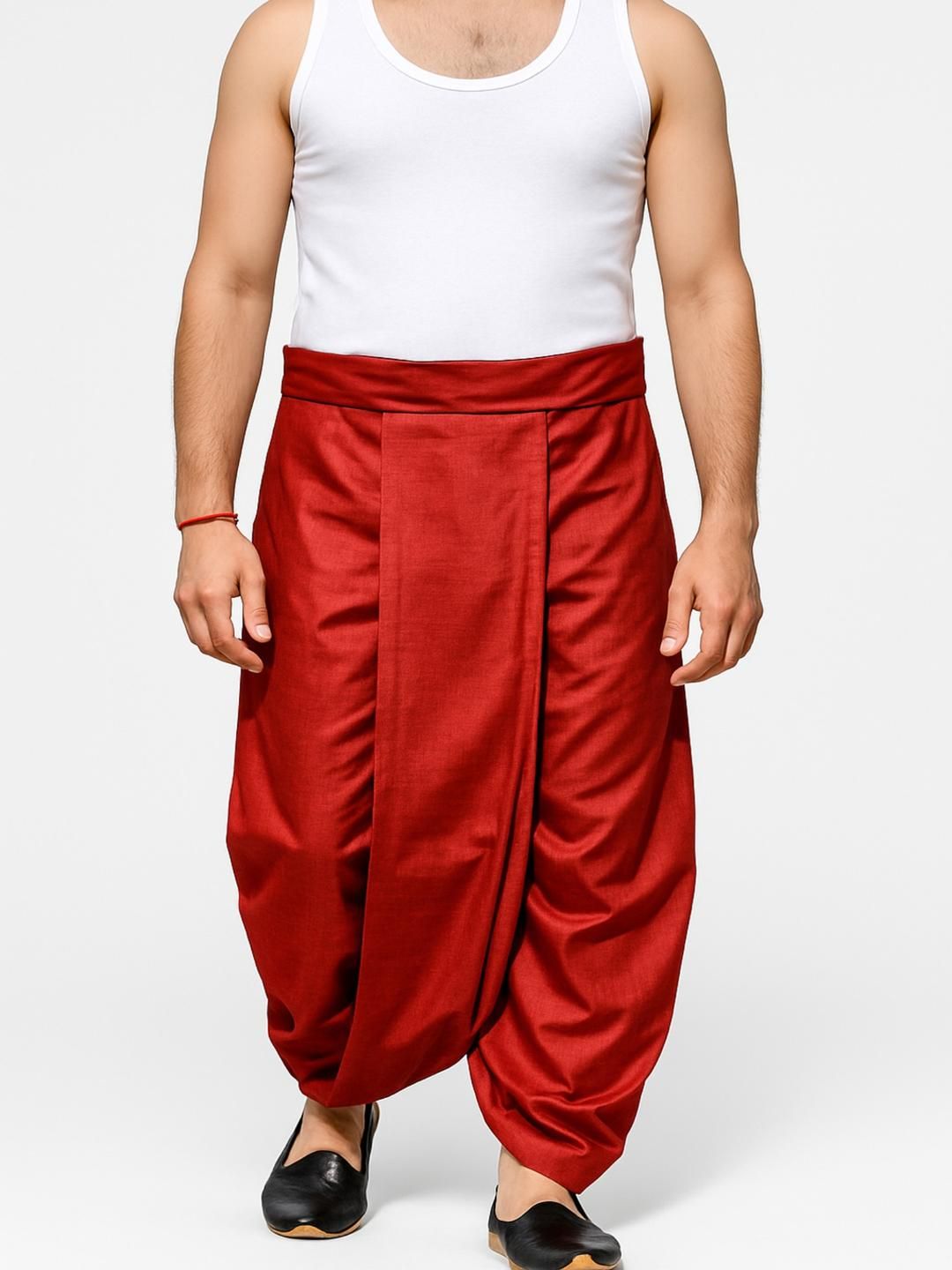 AMIT ONLINE Men's Solid Dupion Silk Plain Maroon Dhoti Pant-picture-55