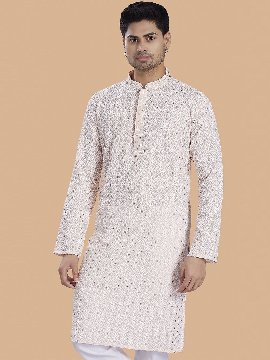 PulseIQ Men Woven Design Embellished Festive Linen Straight Kurta-picture-36