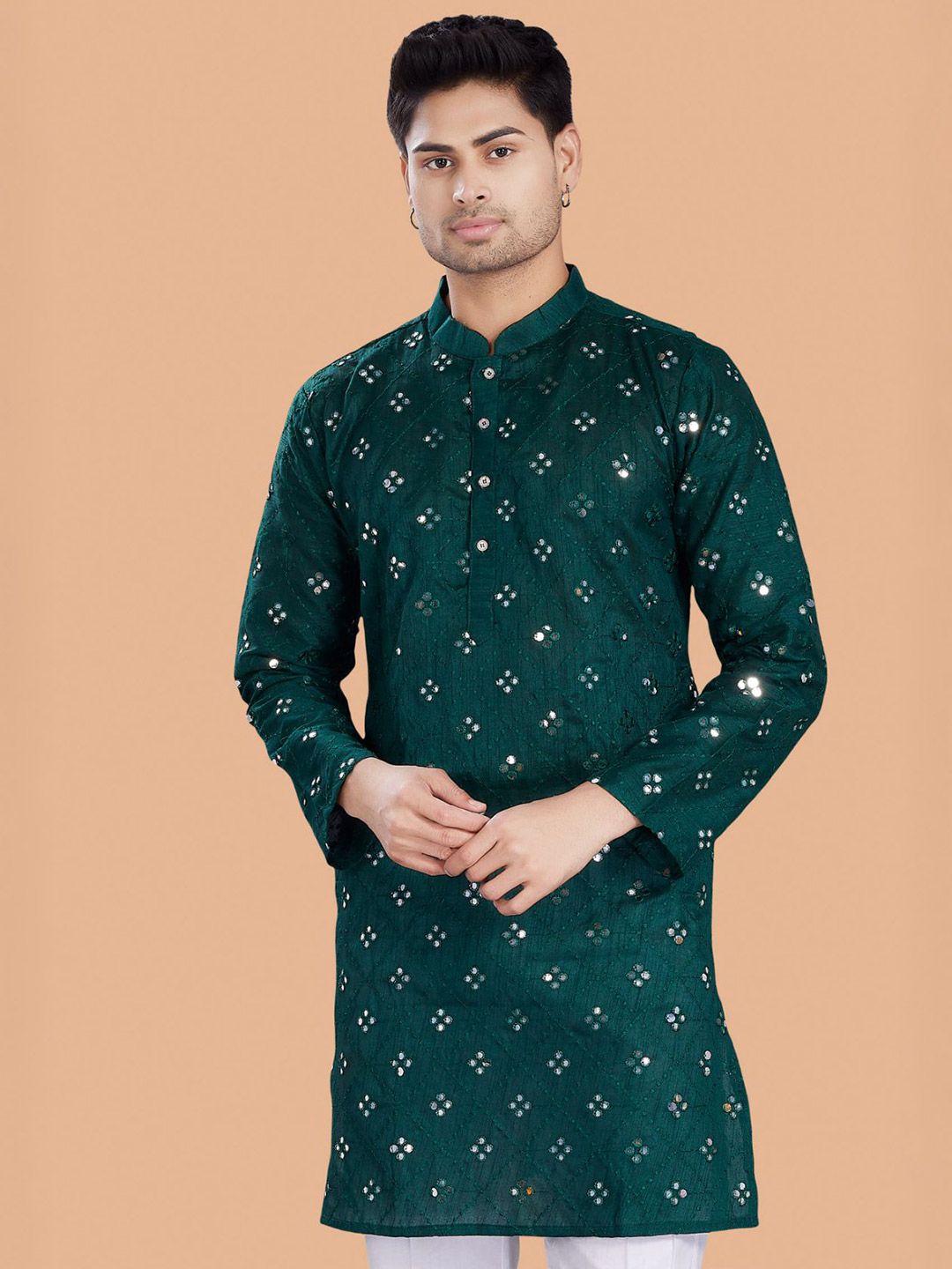 PulseIQ Men Woven Design Embellished Festive Straight Kurta-picture-17