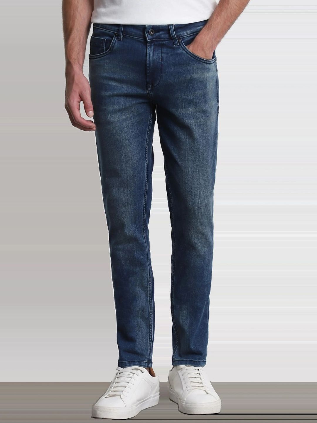 Mufti Men Skinny Fit Mid-Rise Clean Look Light Fade Stretchable Jeans